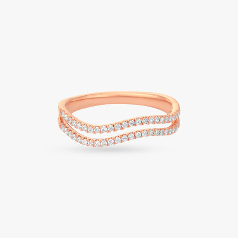 Twin Wave Diamond Finger Ring