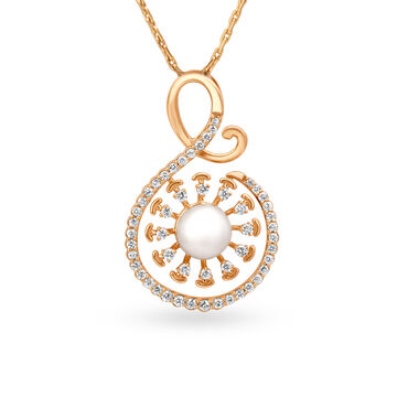 Opulent Musical Diamond Pendant with Pearls in Rose Gold