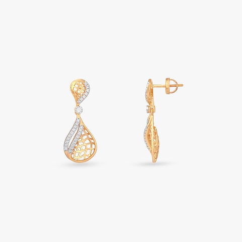 Lattice Dewdrop Diamond Drop Earrings