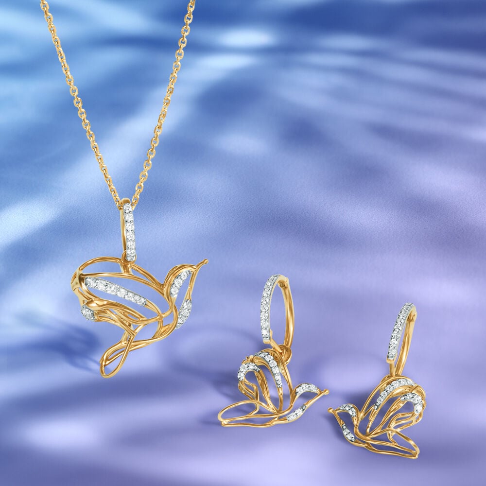Soaring Beauty Diamond Pendant and Earrings Set