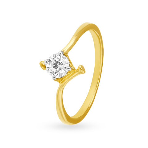 Slender Geometric Solitaire Ring