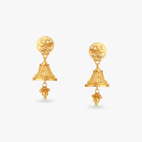 Floral Radiance Gold Jhumka Earrings