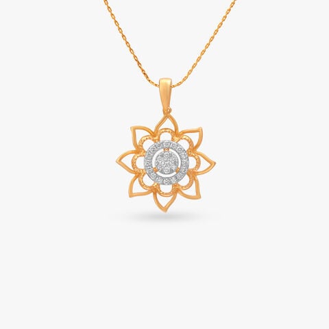 Lotus Halo Diamond Pendant