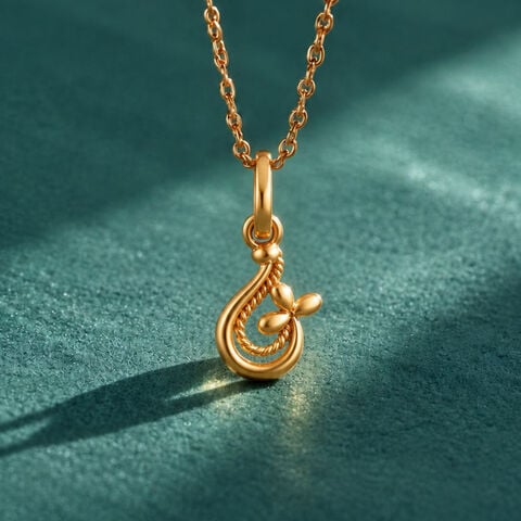 Surreal Modern Abstract Floral Gold Pendant