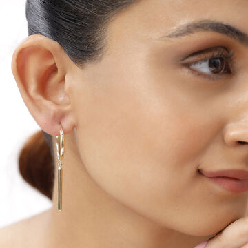 14 KT Yellow Gold Rustic Silhouette Hoop Earrings