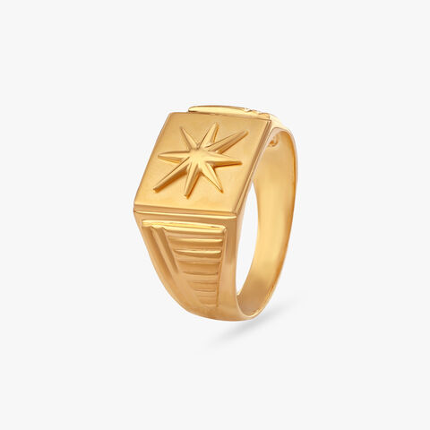 Bold Geometric Gold Ring For Men