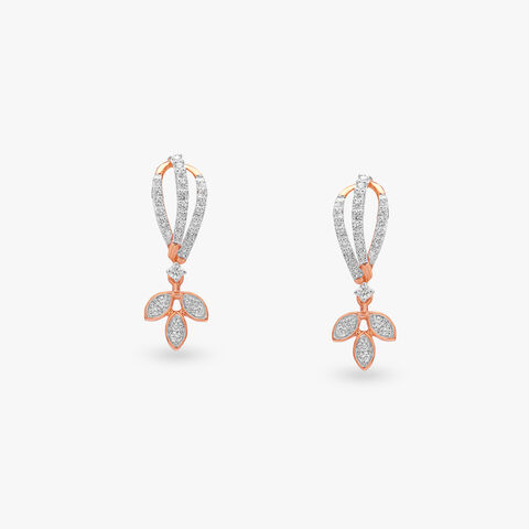 Loop Leaf Diamond Drop Earrings