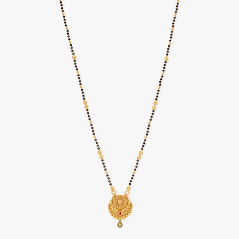 Beaded Halo Ruby Drop Mangalsutra