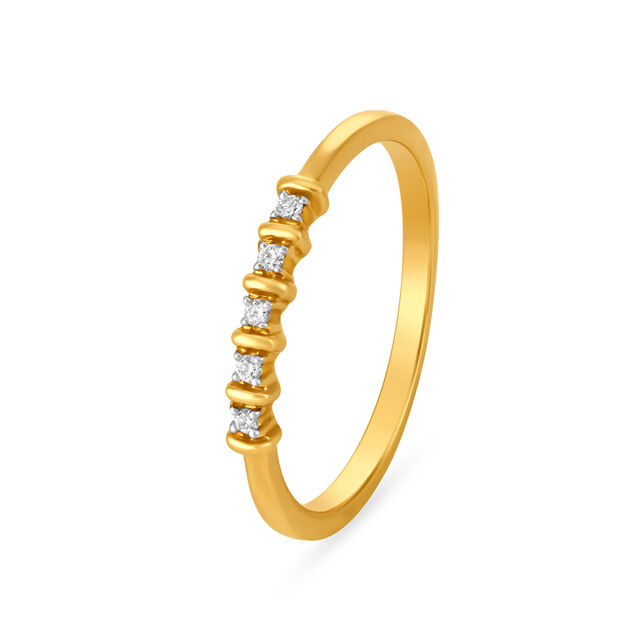 Simplistic 18 Karat Yellow Gold And Diamond Finger Ring,,hi-res image number null