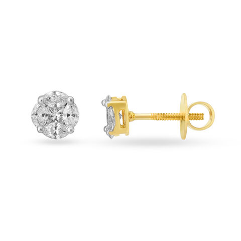 Glamorous Solitaire Diamond Stud Earrings in Rose Gold