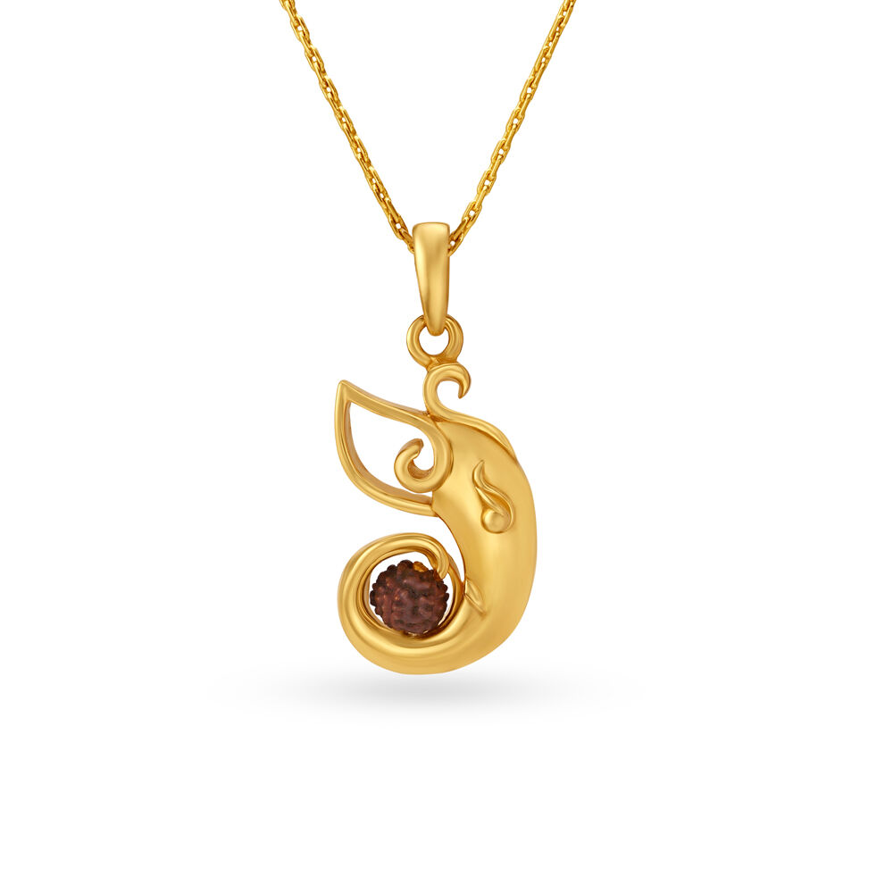 Shri Ganesh Rudraksha Gold Pendant Tanishq Online Store