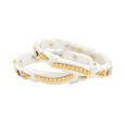 Flawless White Shakha Bangle with Gold Rawa Work,,hi-res image number null