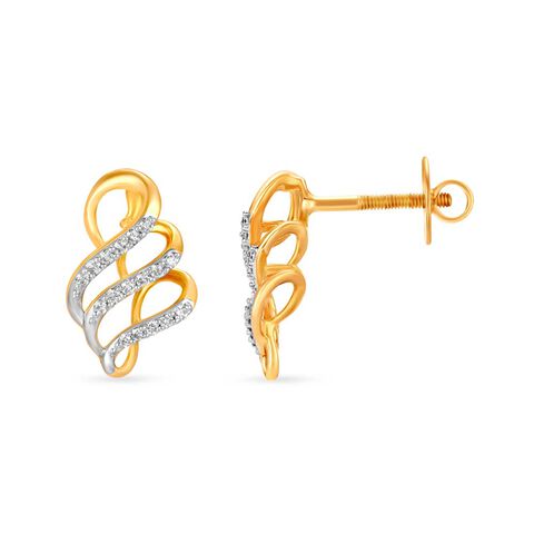 Contemporary Whimsy Diamond Stud Earrings in Rose Gold