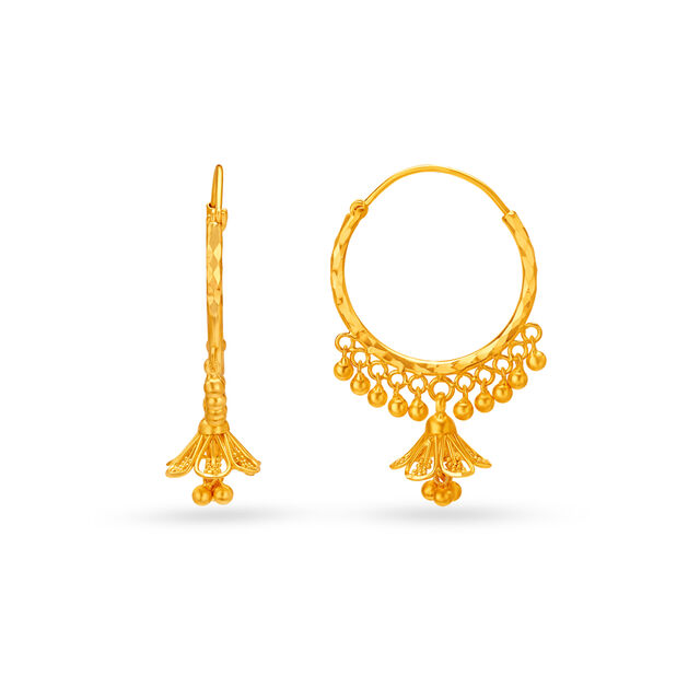 Elaborate Gold Hoops with Jhumka,,hi-res image number null