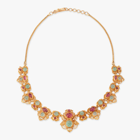 Floral Weave Gold Necklace Set