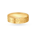 Carved Diamond Pattern Gold Finger Ring For Men,,hi-res image number null
