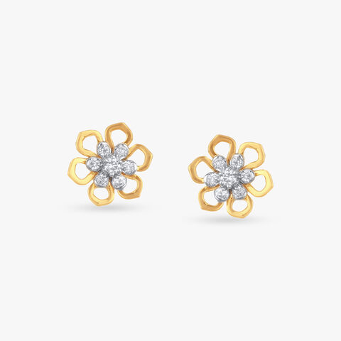 Petal Shine Diamond Stud Earrings