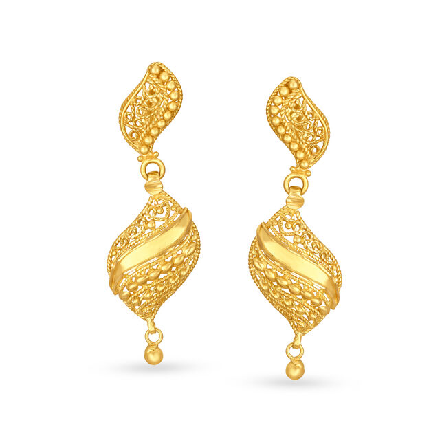 Alluring Paisley Gold Drop Earrings,,hi-res image number null