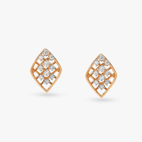 Regal Checker Diamond Stud Earrings