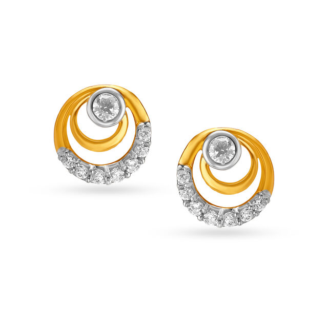 Adorable Concentric Design Gold Stud Earrings