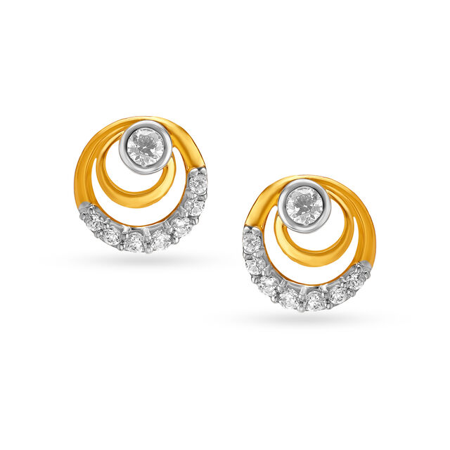 Adorable Concentric Design Gold Stud Earrings,,hi-res image number null