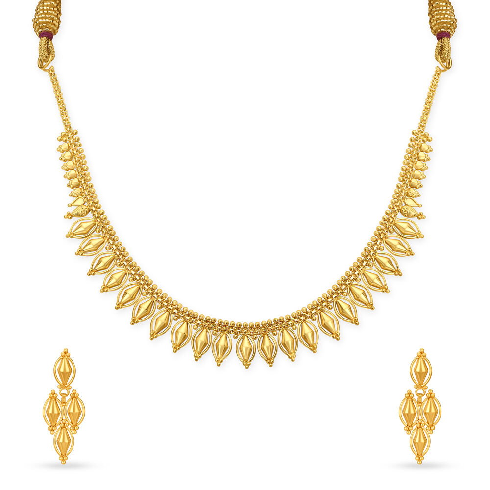 Lead Inspired Gold Necklace Set
