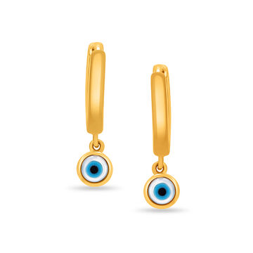 Mamma Mia 14 KT Yellow Gold Evil Eye Hoop Earrings for Kids