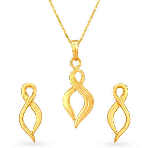 Artistic Infinity Gold Pendant and Earrings Set