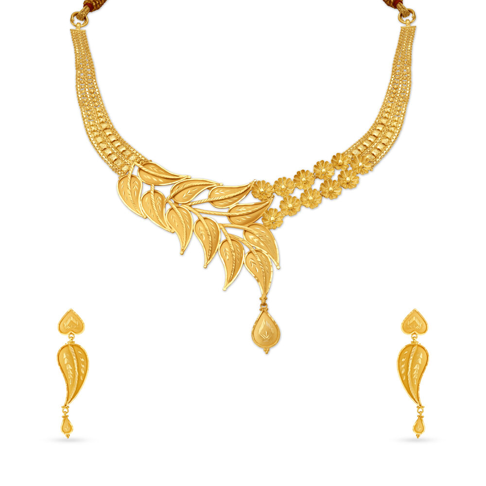 Radiant Nature Inspired Gold Necklace Set