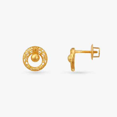 Sun Orb Gold Stud Earrings