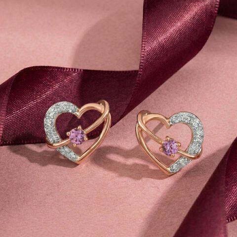 Blush Hearts Diamond Stud Earrings