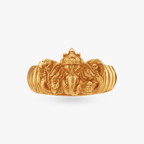 Divine Gajanan Gold Ring for Men