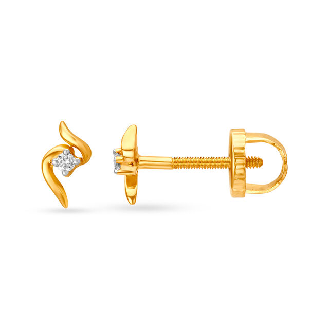 Contemporary Single Stone Bud Shaped Stud Earrings,,hi-res image number null