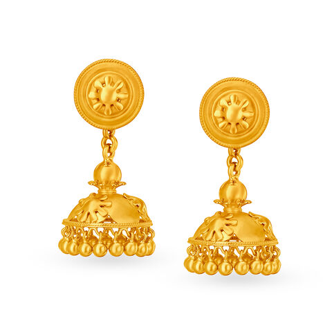 Traditional Floral Gold Jhumki Earrings