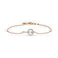 14 KT Rose Gold Hexagon Diamond Bracelet,,hi-res image number null