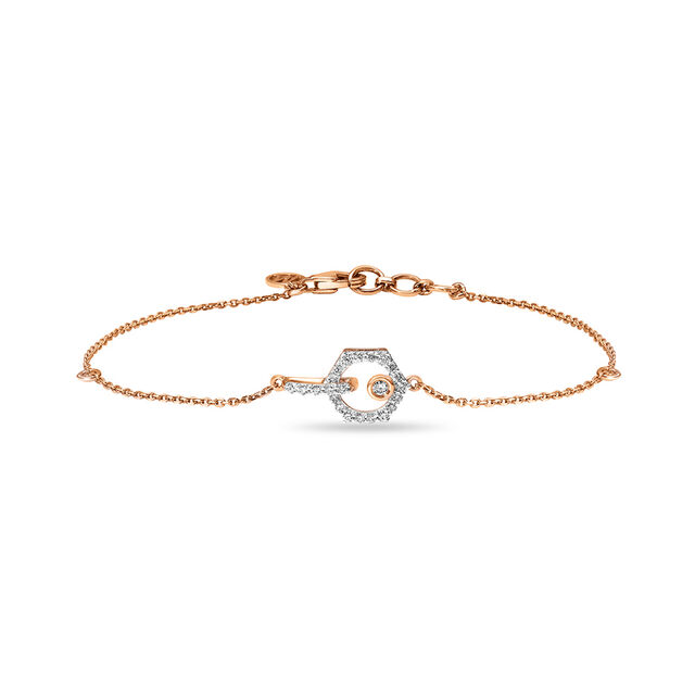 14 KT Rose Gold Hexagon Diamond Bracelet,,hi-res image number null