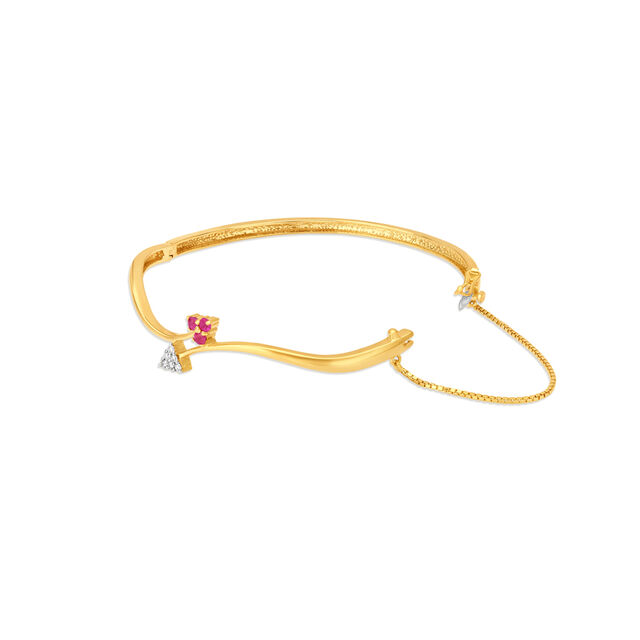 Floral Ruby and Diamond Gold Bangle,,hi-res image number null