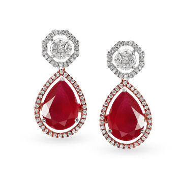 Breathtaking 18 Karat Dual Gold And Stone Earrings