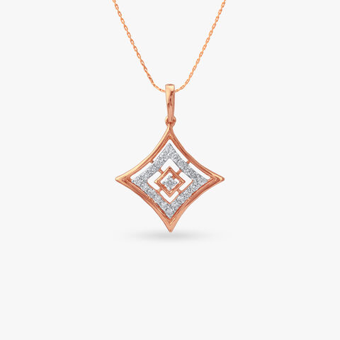 Angular Allure Diamond Pendant and Earrings Set