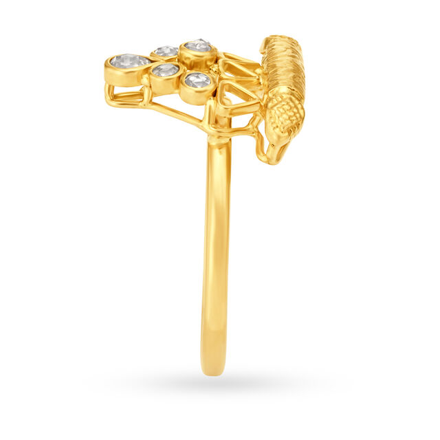 Striking 22 Karat Yellow Gold And Polki Diamond Ring,,hi-res image number null