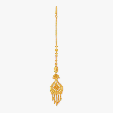 Floral Teardrop Gold Maang Tikka
