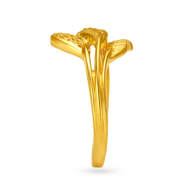 Captivating Yellow Gold Leaf Finger Ring,,hi-res image number null