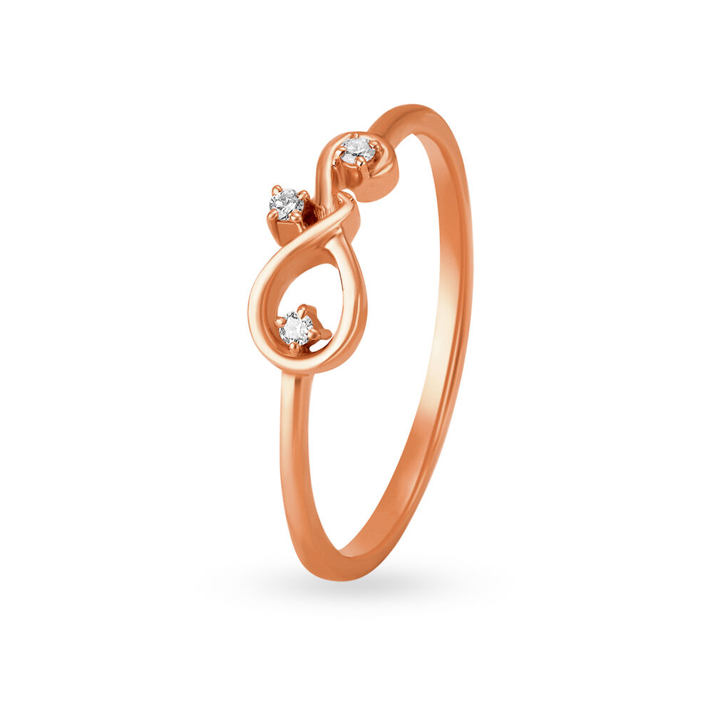 18 Karat Gold And Diamond Knot Design Finger Ring