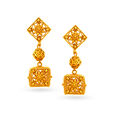 Elegant Nakkashi Antique Gold Drop Earrings,,hi-res image number null