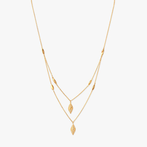 Layered Leaf Gold Necklace