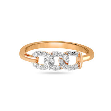14Kt Rose Gold Linked In Love Diamond Finger Ring