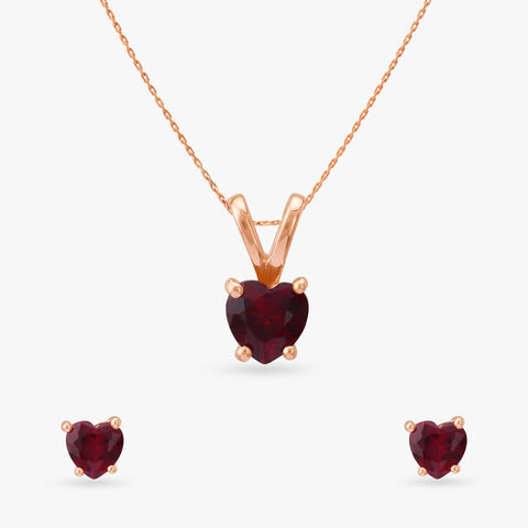Scarlet Love Silver Pendant and Earrings Set