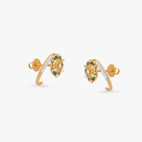 Mint Crescent Diamond Stud Earrings