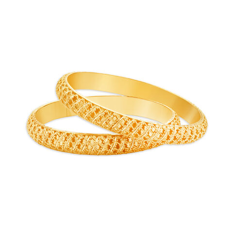 Subtle Floral Glossy Gold Bangle