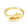 Simplistic 22 Karat Yellow Gold Flowerbud Finger Ring,,hi-res image number null